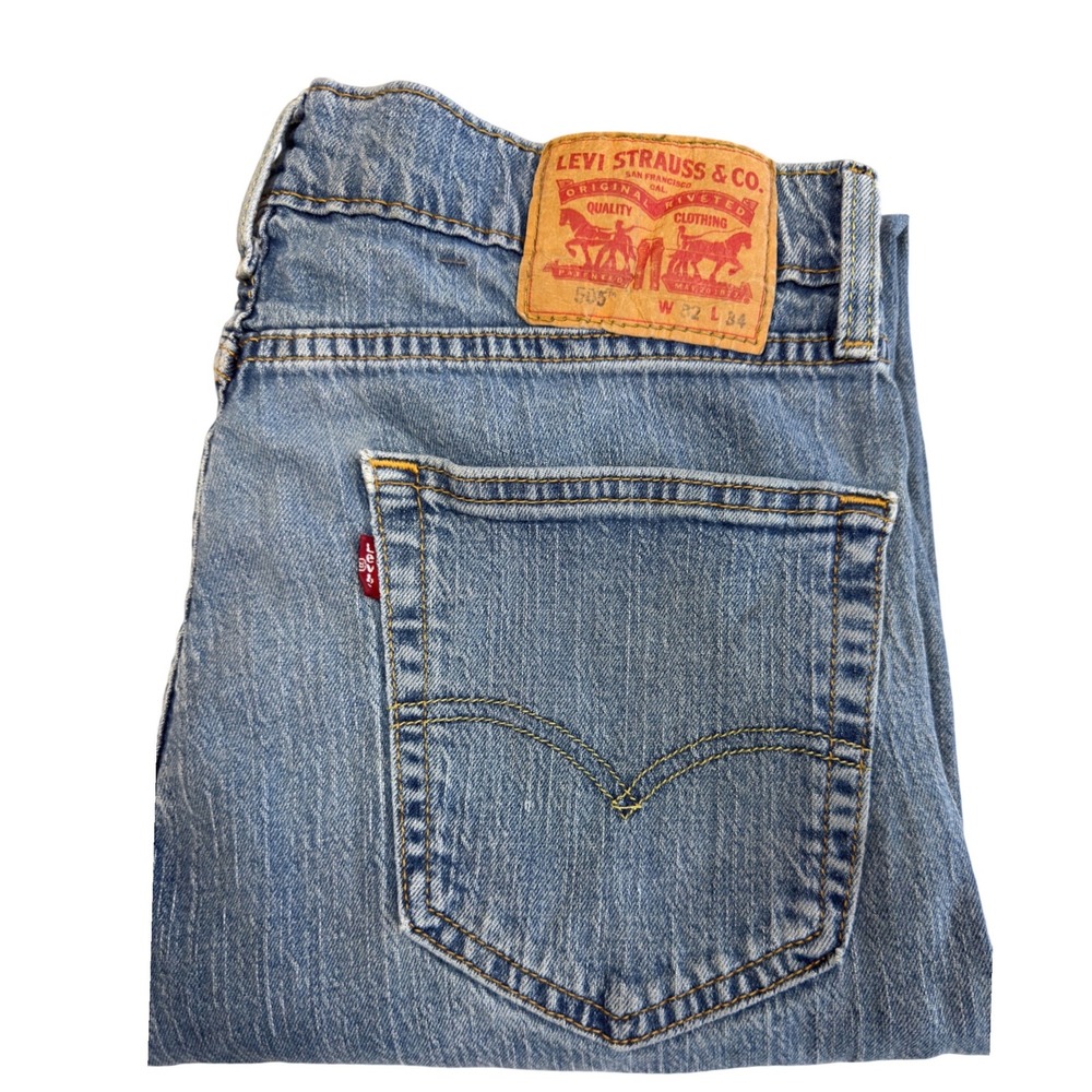 Levis 505 Regular Fit Straight Leg Jeans Mens 32x34 Medium Wash Blue 00505-2531